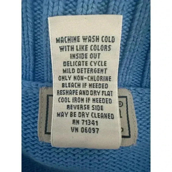 L.L. Bean Women’s Full Zip Sweater Jacket 100% Cotton Blue Size M - Picture 5 of 5